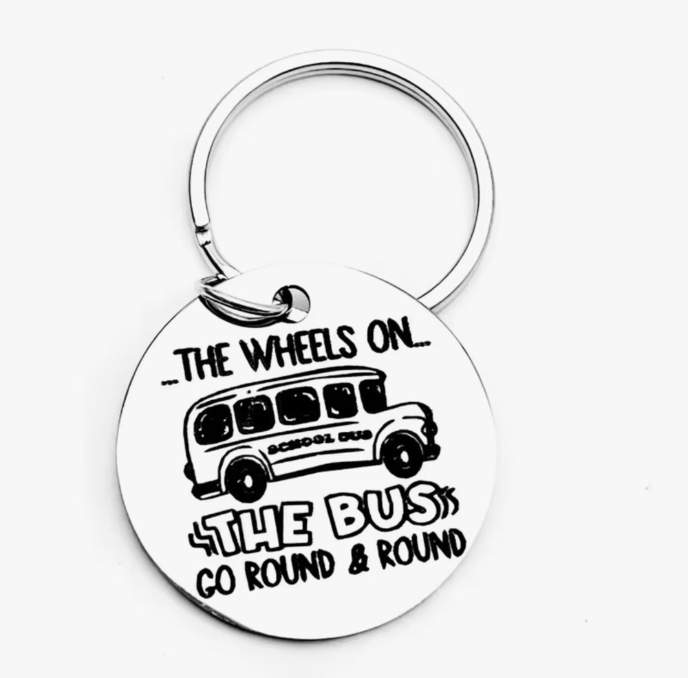 3/$25 The Wheels On The Bus Go Round & Round Stainless Steel Keychain NEW